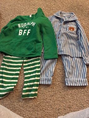 BearPaw Blue and White Striped Bear Patch Hoodie